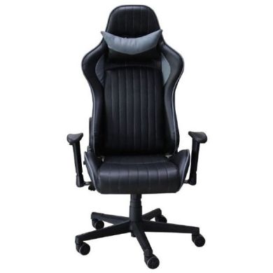 Senna Faux Leather Adjustable Gaming Chair In Black And Grey
