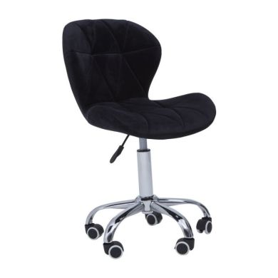 Senton Velvet Upholstered Home And Office Chair In Black With Swivel Base