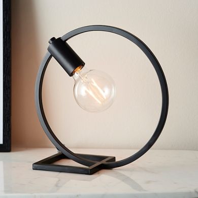 Shape LED Circle Table Lamp In Matt Black