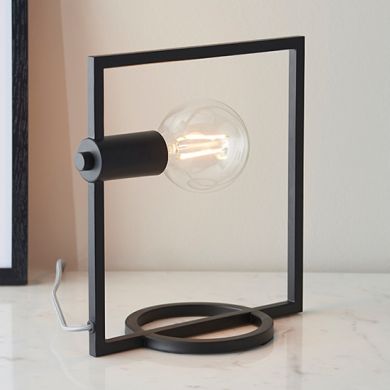 Shape LED Rectangle Table Lamp In Matt Black