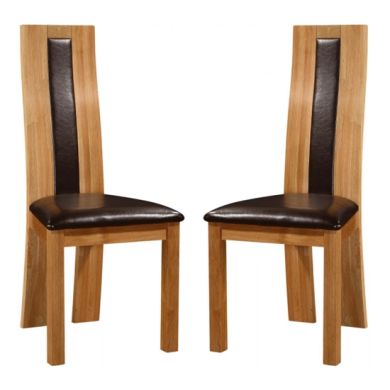 Shirley Oak Wooden Dining Chairs In Pair
