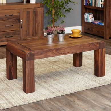 Shiro Medium Wooden Open Coffee Table In Walnut