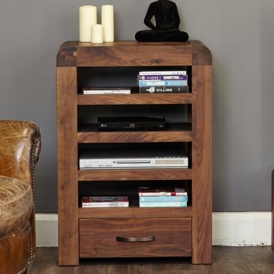 Shiro Wooden Entertainment DVD Storage Unit In Walnut