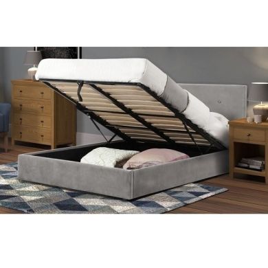 Shoreditch Velvet Lift-Up Storage King Size Bed In Slate