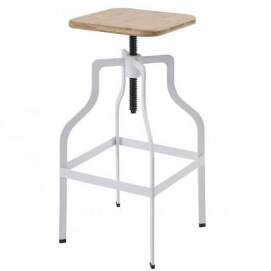 Shoreditch Wooden Bar Stool With White Metal Legs