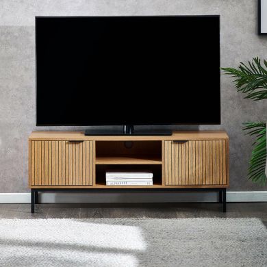 Sia Wooden TV Stand With 2 Doors In Oak