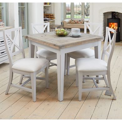 Signature Extending Square Dining Table In Grey With 4 Chairs