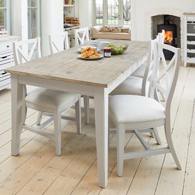 Signature Extending Wooden Dining Table In Grey With 6 Chairs