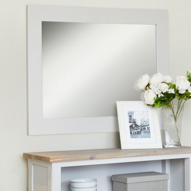 Signature Overmantle Wall Mirror In Grey Wooden Frame