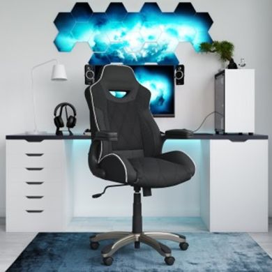 Silverstone Microfibre And Faux Leather Gaming Chair In Black