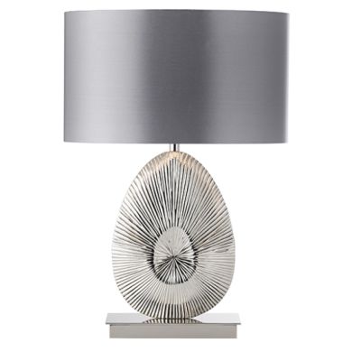 Simeto Grey Fabric Table Lamp In Polished Nickel