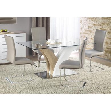 Simone Clear Glass Dining Set With 6 Chairs