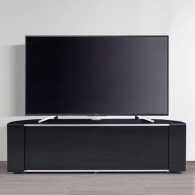 Sirius Large Corner TV Stand In Black High Gloss With Push Release Doors