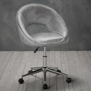 Skylar Velvet Upholstered Home And Office Chair In Grey