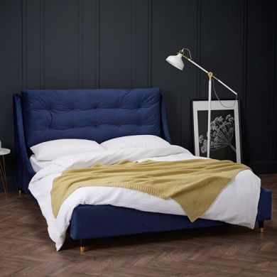 Sloane Velvet Upholstered King Size Bed In Blue