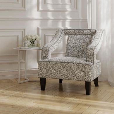 Sofia Textured Fabric Armchair In Elephant With Matte Black Legs