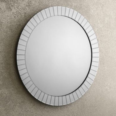 Sonata Large Round Wall Mirror In Silver