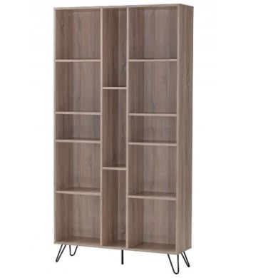 Sonoma Wooden Large Bookcase In Oak Effect With Black Metal Legs