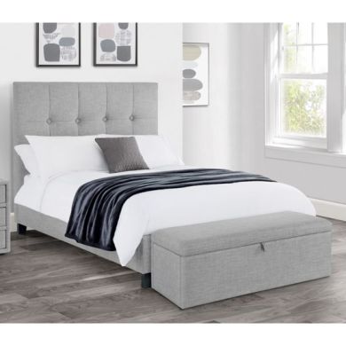 Sorrento Linen Fabric High Headboard Super King Size Bed In Light Grey