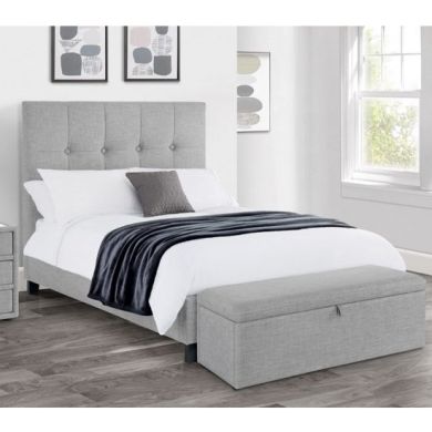 Sorrento High Headboard Linen Fabric King Size Bed In Light Grey
