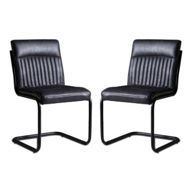 Sreka Grey Faux Leather Dining Chairs In Pair