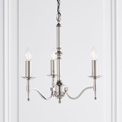 Stanford 3 Candle Lamps Ceiling Pendant Light In Polished Nickel