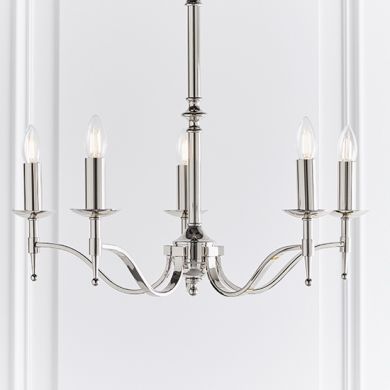 Stanford 5 Candle Lamps Ceiling Pendant Light In Polished Nickel