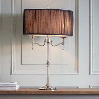 Stanford Black Fabric Shade Table Lamp In Polished Nickel