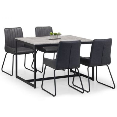 Staten Dining Table In Concrete Effect With 4 Soho Chairs