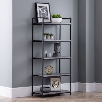 Staten Wooden Tall Bookcase In Concrete Effect