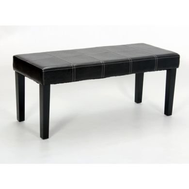 Stella Faux Leather Seating Bench In Black With Wooden Legs