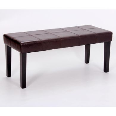 Stella Faux Leather Seating Bench In Brown With Wooden Legs