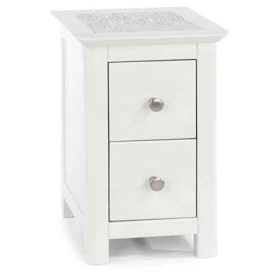 Stirling Natural Stone Top 3 Drawers Bedside Cabinet In White