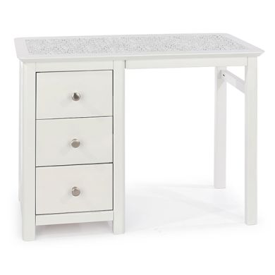 Stirling Natural Stone Top Single Pedestal Dressing Table In White