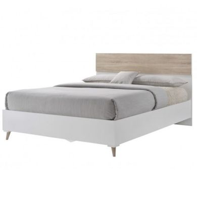Stockholm Wooden King Size Bed In White And Oak