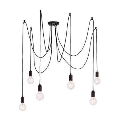 Studio 6 Lights Ceiling Pendant Light In Matt Black