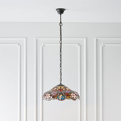 Sullivan Tiffany Glass Ceiling Pendant Light In Dark Bronze