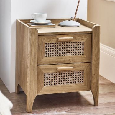 Sydney Wooden Bedside Cabinet With 2 Drawers In Oak