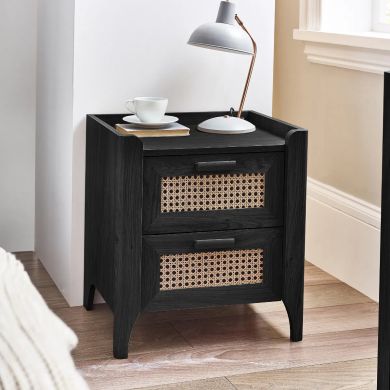 Sydney Wooden Bedside Cabinet With 2 Drawers In Black Ash