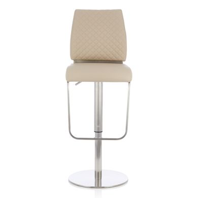 Sydney Faux Leather Swivel Adjustable Height Bar Stool In Taupe