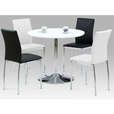 Sylvia Dining Set In White High Gloss With 4 Carina Black And White Chairs
