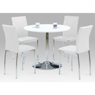 Sylvia Dining Set In White High Gloss With 4 Carina White Chairs