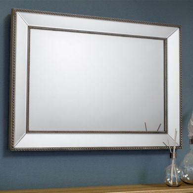Symphony Beaded Wall Mirror In Pewter Effect