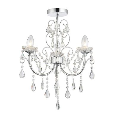 Tabitha Clear Crystal 3 Lights Semi Flush Ceiling Light In Polished Chrome