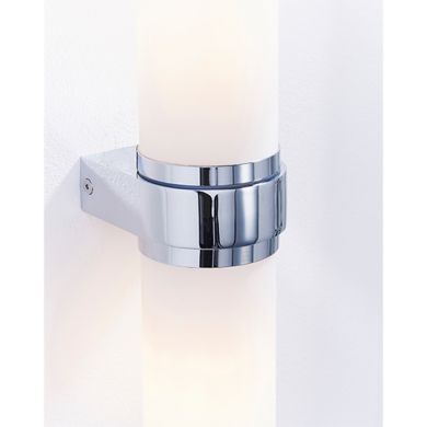 Tal White Glass 2 Lights Wall Light In Chrome