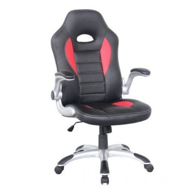 Talladega Faux Leather Home And Office Chair In Black And Red