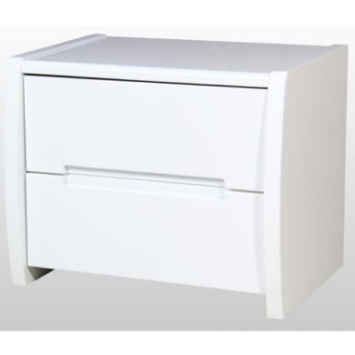 Tanya Wooden Bedside Cabinet In High Gloss White With 2 Drawers