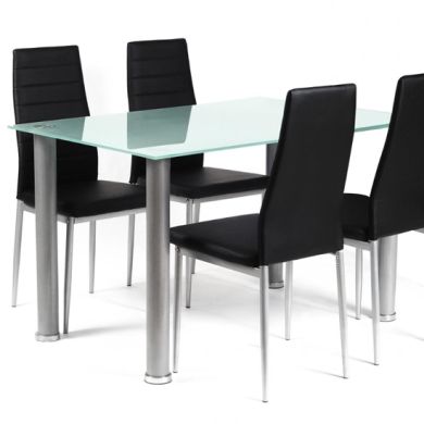 Tatum Frost Glass Dining Table With Silver Metal Legs