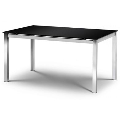 Tempo Black Glass Dining Table With Chrome Legs