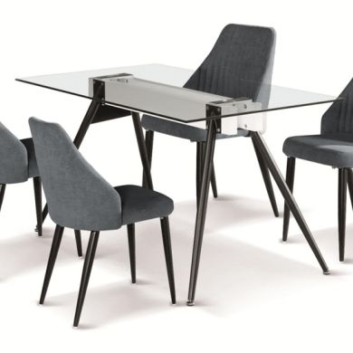 Tessa Glass Dining Table With Black Metal Legs